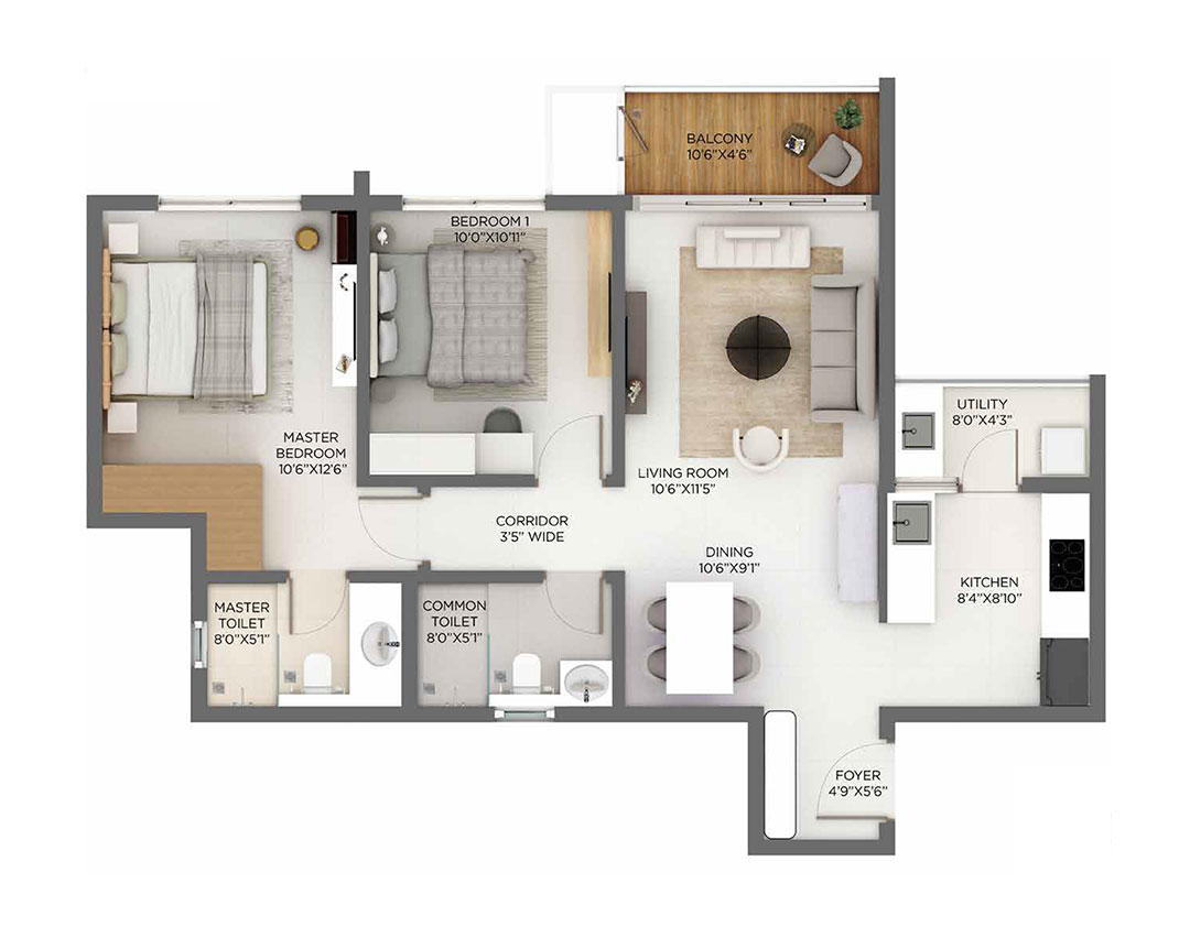 Godrej Parkshire 2 BHK Floorplan